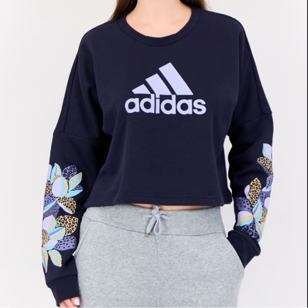 Adidas Women's Black Floral Graphic Sweatshirt
